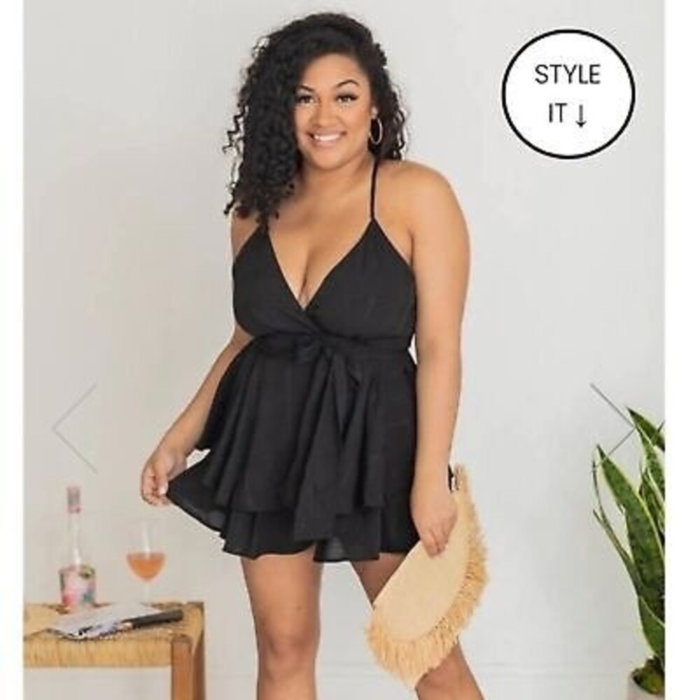 Pink Lily DELIGHTFULLY IN LOVE BLACK DRESS ROMPER Black Sz. 3X